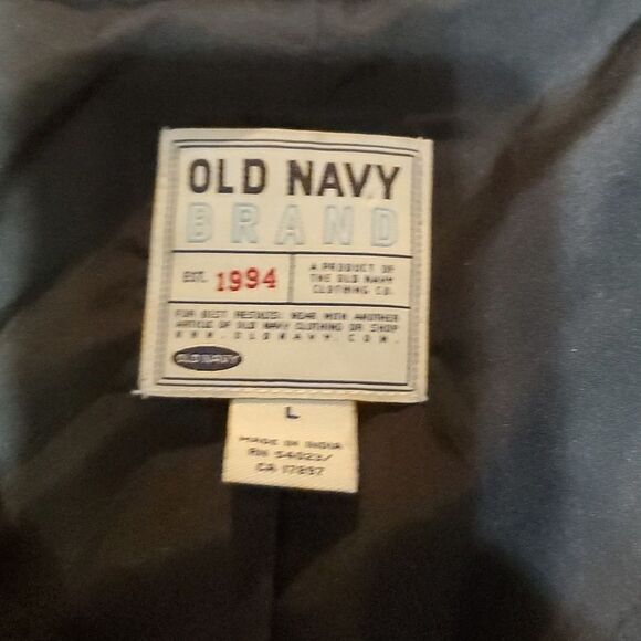 Old Navy Black Wool Blend Double Breasted belted Pea Coat Dress Jacket Size L - Picture 3 of 7